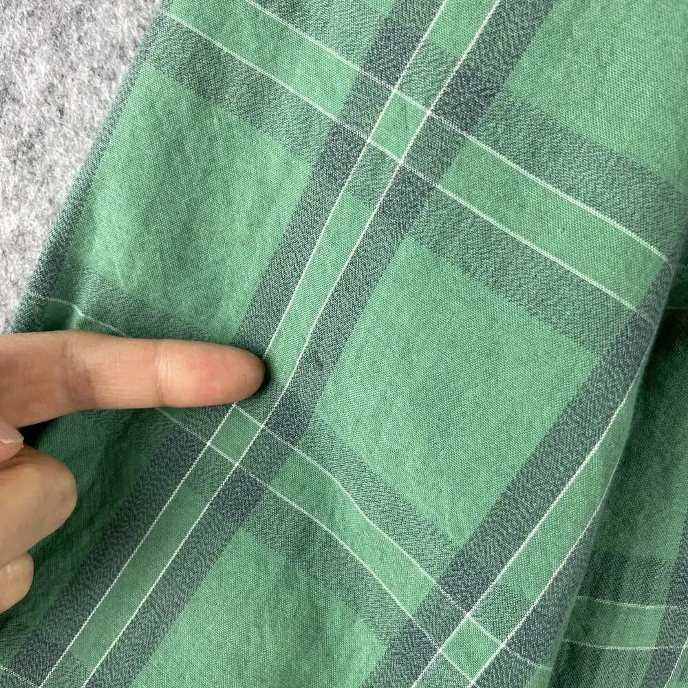 Vintage‎ Levis Silver Label Shirt Mens Medium Green Plaid Long Sleeve Pockets